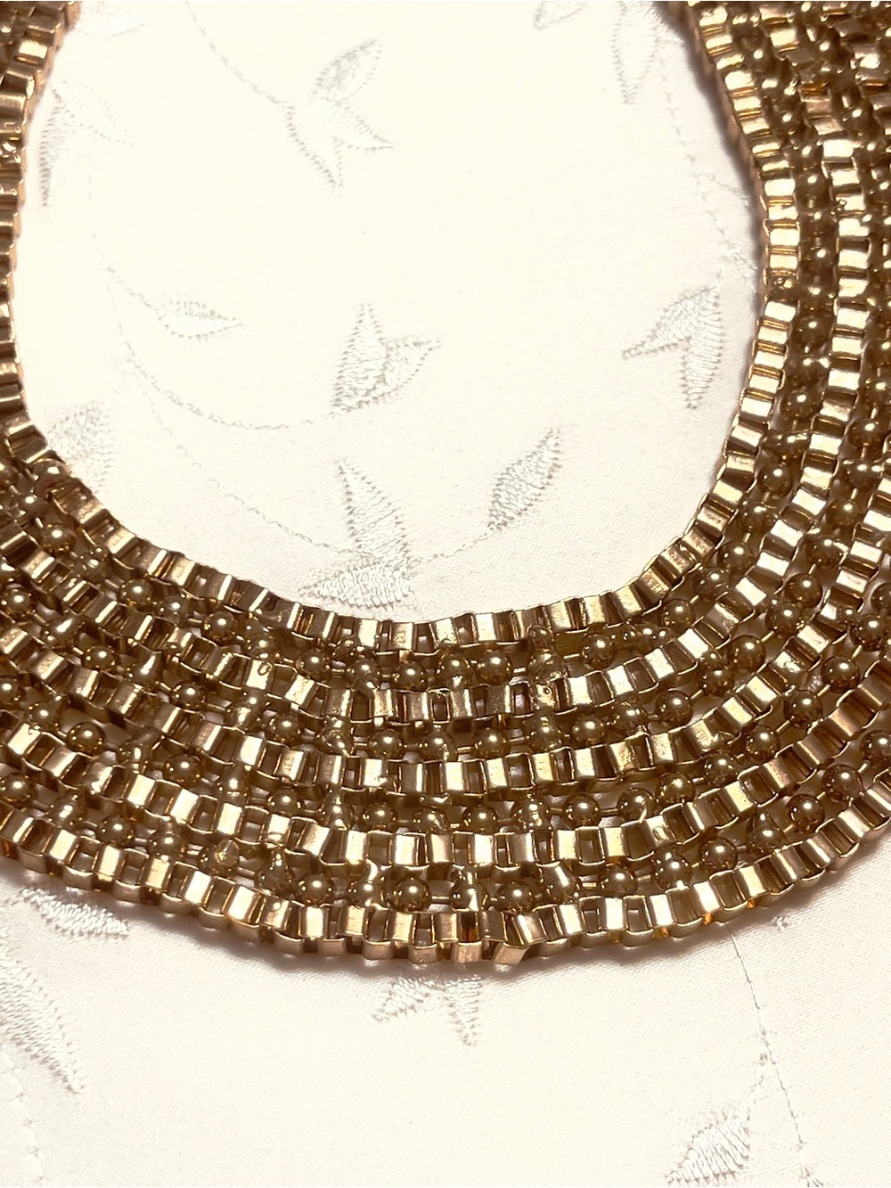 Aldo Collar Bib Gold Toned Box Chain Necklace - Picture 4 of 6